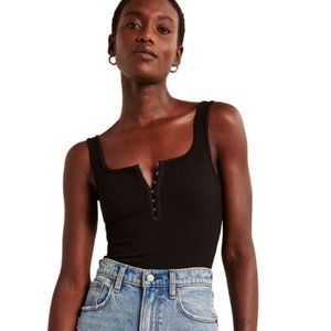 Abercrombie Seamless Rib Fabric Hook-and-Eye Tank - white